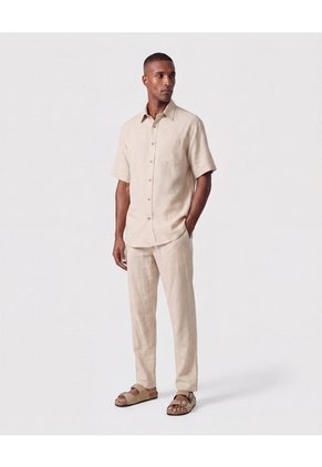 Camisa Guayabera De Manga Corta Hombre  Para Hombre Beige Patprimo