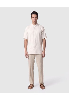 Guayabera Manga Corta Cuello Mao Hombre  Para Hombre Beige Patprimo