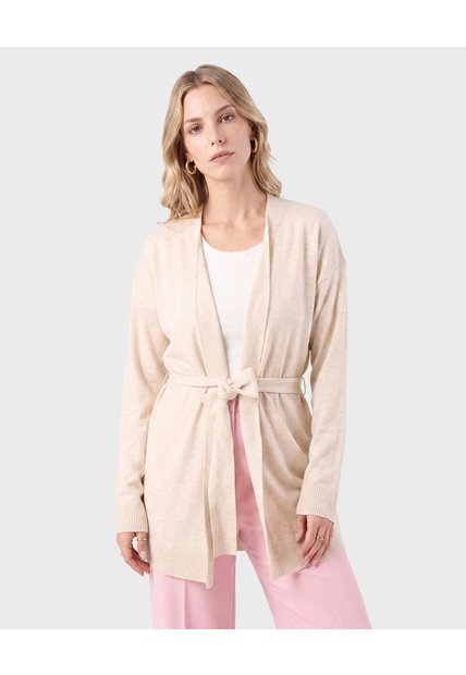 Kimono Tejido Con Cierre De Amarre  Para Mujer Beige Patprimo