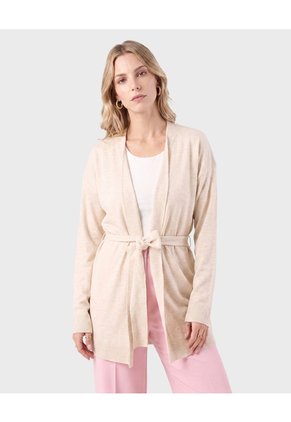 Kimono Tejido Con Cierre De Amarre Para Mujer Beige Patprimo