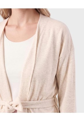 Kimono Tejido Con Cierre De Amarre Para Mujer Beige Patprimo