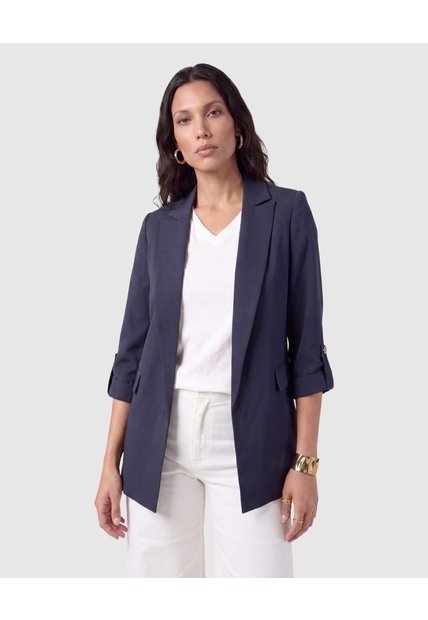Blazer Casual Manga Larga Mujer  Para Mujer Azul Patprimo