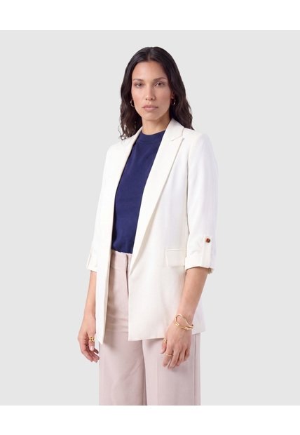 Blazer Casual Manga Larga Mujer  Para Mujer Blanco Patprimo