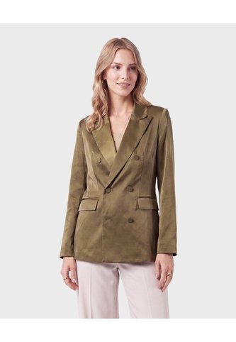 Blazer Cruzado Con Solapa Clásica  Para Mujer Verde Patprimo Patprimo
