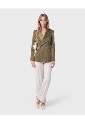 Blazer Cruzado Con Solapa Clásica  Para Mujer Verde Patprimo