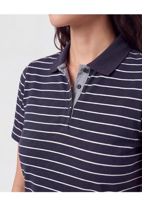 Polo A Rayas Para Mujer Azul Patprimo