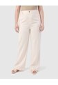 Pantalón Unicolor De Tiro Alto Para Mujer Curvy  Para Mujer Crema Patprimo de Patprimo