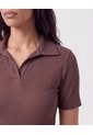 Polo Clásico Cuello En V Para Mujer  Para Mujer Café Patprimo de Patprimo