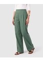 Pantalón Amplio Mujer Con Pliegues Frontales  Para Mujer Verde Patprimo de Patprimo
