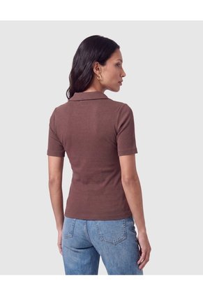 Polo Clásico Cuello En V Para Mujer  Para Mujer Café Patprimo