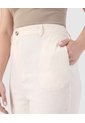 Pantalón Unicolor De Tiro Alto Para Mujer Curvy  Para Mujer Crema Patprimo de Patprimo