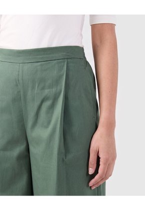 Pantalón Amplio Mujer Con Pliegues Frontales Para Mujer Verde Patprimo