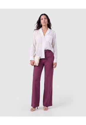 Pantalón Wide Leg Mujer Con Trabillas Para Mujer Morado Patprimo