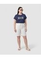 Bermuda Con Cintura Ajustable Para Mujercurvy  Para Mujer Azul Patprimo de Patprimo