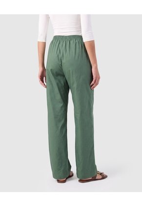 Pantalón Amplio Mujer Con Pliegues Frontales Para Mujer Verde Patprimo