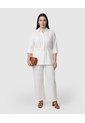 Pantalón Wide Leg Con Cordón Para Mujer Curvy  Para Mujer Blanco Patprimo de Patprimo