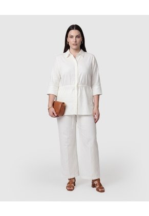 Pantalón Wide Leg Con Cordón Para Mujer Curvy Para Mujer Blanco Patprimo
