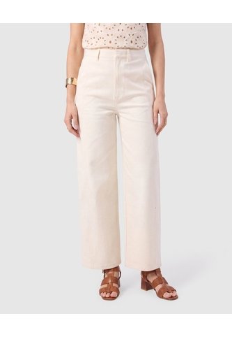 Pantalón Recto De Tiro Alto Mujer  Para Mujer Crema Patprimo Patprimo