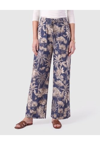 Pantalón Amplio Con Cordón Mujer  Para Mujer Azul Patprimo Patprimo