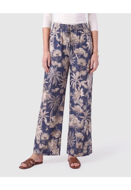 Pantalón Amplio Con Cordón Mujer  Para Mujer Azul Patprimo