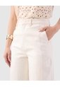 Pantalón Recto De Tiro Alto Mujer  Para Mujer Crema Patprimo de Patprimo