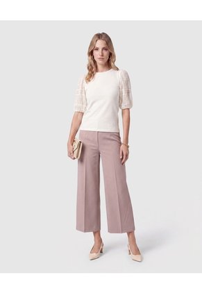 Pantalón Culotte De Tiro Alto Mujer Para Mujer Beige Patprimo