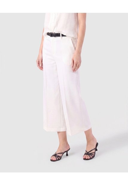 Pantalón Culotte De Corte Amplio Mujer  Para Mujer Blanco Patprimo