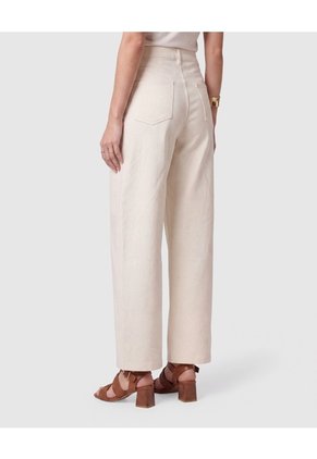Pantalón Recto De Tiro Alto Mujer Para Mujer Crema Patprimo