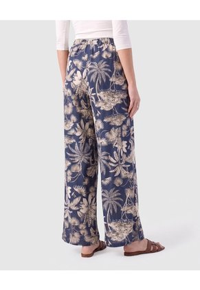 Pantalón Amplio Con Cordón Mujer  Para Mujer Azul Patprimo