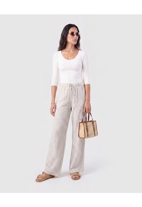 Pantalón Recto Con Cordón Mujer Para Mujer Café Patprimo