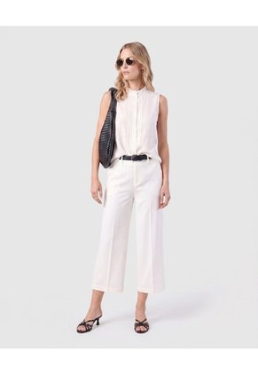 Pantalón Culotte De Corte Amplio Mujer  Para Mujer Blanco Patprimo