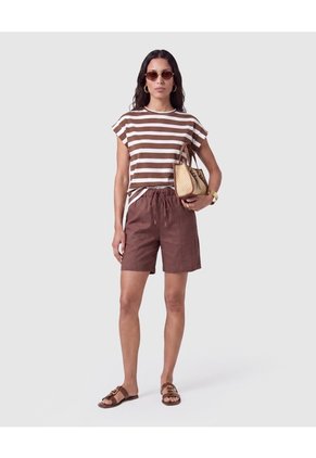 Bermuda Casual Ajustable Con Cordón Mujer Para Mujer Café Patprimo