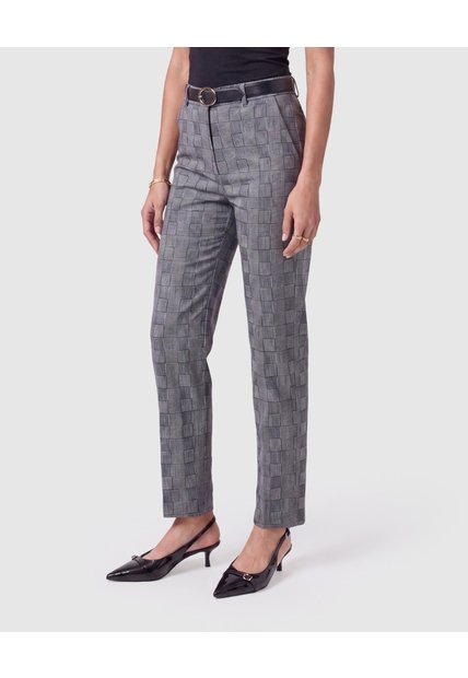 Pantalón Recto Estampado Mujer  Para Mujer Gris Patprimo