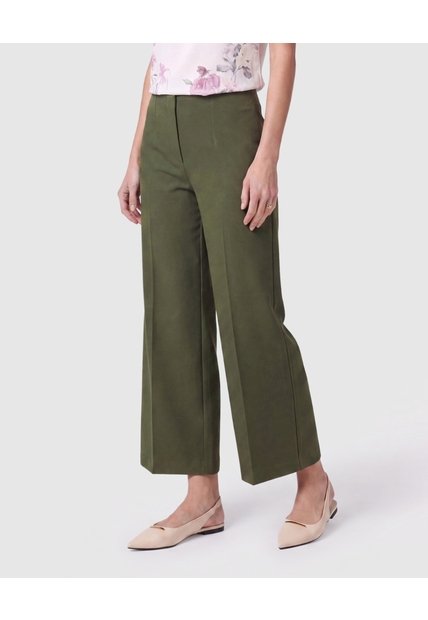 Pantalón Culotte De Tiro Alto Mujer  Para Mujer Verde Patprimo