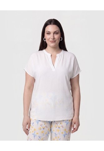 Blusa Unicolor Con Cuello En V Mujer Curvy  Para Mujer Blanco Patprimo Patprimo