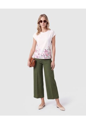 Pantalón Culotte De Tiro Alto Mujer Para Mujer Verde Patprimo