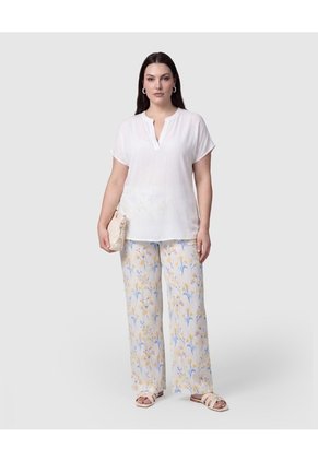 Blusa Unicolor Con Cuello En V Mujer Curvy  Para Mujer Blanco Patprimo