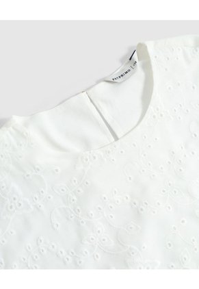 Blusa Con Detalle Calado Para Mujer Curvy Para Mujer Blanco Patprimo