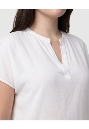Blusa Unicolor Con Cuello En V Mujer Curvy  Para Mujer Blanco Patprimo