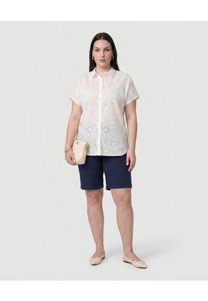 Camisa Calada Botones Para Mujer Curvy  Para Mujer Blanco Patprimo