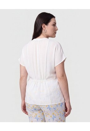 Blusa Unicolor Con Cuello En V Mujer Curvy  Para Mujer Blanco Patprimo