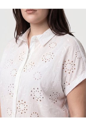 Camisa Calada Botones Para Mujer Curvy  Para Mujer Blanco Patprimo