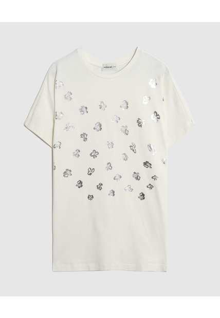 Camiseta Manga Corta Cuello Redondo Mujer Curvy  Para Mujer Crema Patprimo