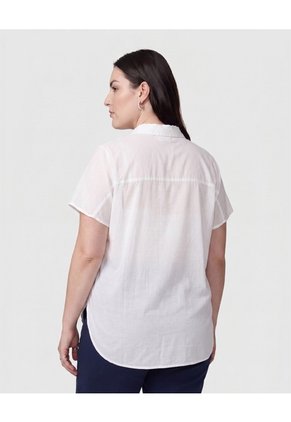 Camisa Calada Botones Para Mujer Curvy  Para Mujer Blanco Patprimo