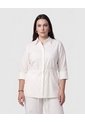 Camisa Unicolor Con Ajuste Cintura Para Mujer Curvy  Para Mujer Blanco Patprimo de Patprimo