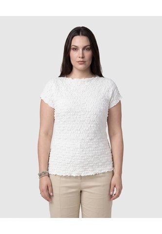 Camiseta De Textura Ligera Para Mujer Curvy  Para Mujer Blanco Patprimo Patprimo
