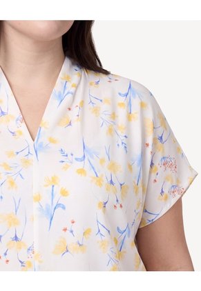 Blusa Estampada De Cuello En V Mujer Curvy Para Mujer Amarillo Patprimo