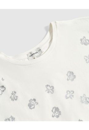 Camiseta Manga Corta Cuello Redondo Mujer Curvy  Para Mujer Crema Patprimo