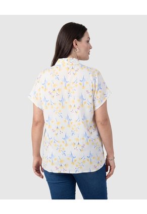 Blusa Estampada De Cuello En V Mujer Curvy Para Mujer Amarillo Patprimo