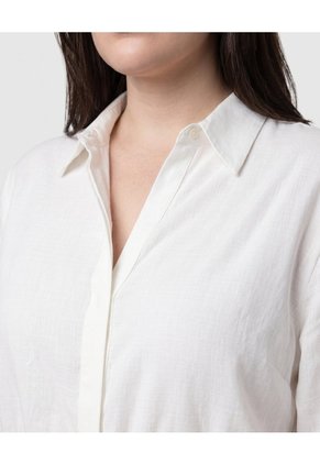 Camisa Unicolor Con Ajuste Cintura Para Mujer Curvy  Para Mujer Blanco Patprimo